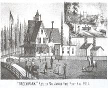 Engraving of house and shipyard; Meacham's Illustrated Historical Atlas of PEI, 1880