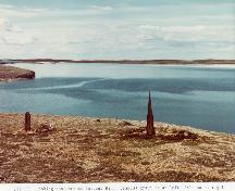 Panoramic view of Whalers' Graves looking out over Balaena Bay; John R. Bockstoce