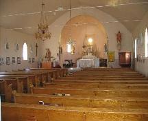 Interior view of Billimun Church showing pews and sanctuary, 2005.; Clint Robertson, 2005.