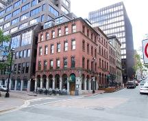 Geldert Building, Nova Scotian Building, Heffernan Building and Queen Building, from the left going up Prince Street, Halifax, 2006.
; Heritage Division, NS Dept. of Tourism, Culture and Heritage, 2006.