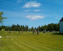Cemetery, St. Denis Church, Minudie, Nova Scotia, 2005.
; Heritage Division, NS Dept. of Tourism, Culture and Heritage, 2005.