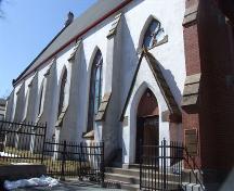 South elevation, Grafton Street Methodist Church, Halifax, Nova Scotia, 2007.
; Heritage Division, NS Dept. of Tourism, Culture and Heritage, 2007.