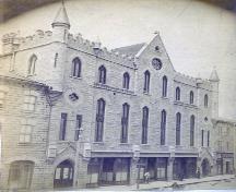 Historical view of façade from the southeast showing the now truncated central gable – c. 1880; virtualmuseum.ca, 2005