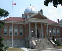 West facing facade featuring the dome above the portico, 2007.; Department of Planning, City of Brantford, circa 2004.