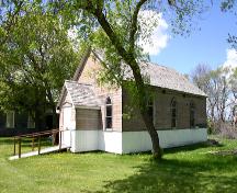 Primary elevations, from the southeast, of Archibald United Church, La Rivière area, 2006; Historic Resources Branch, Manitoba Culture, Heritage, Tourism and Sport, 2006