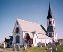 Exterior photo, main facade, St. Paul's Anglican Church, Trinity, Newfoundland.; Heritage Foundation of Newfoundland and Labrador 2005
