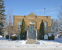 Primary elevation, from the west, of the Old Town Hall, Carberry, 2007; Historic Resources Branch, Manitoba Culture, Heritage, Tourism and Sport, 2007
