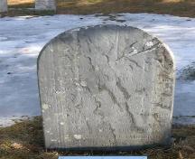 Slate gravemarker of Peter Zwicker Sr.(d. 1789), in 
German with Gothic script, Bayview Cemetery, Mahone Bay NS, 2009.; Heritage Division, NS Dept. of Tourism, Culture and Heritage, 2009.