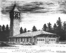 Sketch of the Riding Mountain National Park Firehall, 1935.; Parks Canada Agency / Agence Parcs Canada, 1935.