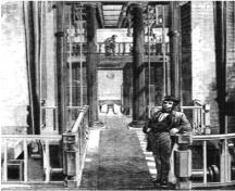 Hamilton Waterworks. 1863 interior view of the engine house. (The Canadian Illustrated News (Hamilton), 26 September 1863); The Canadian Illustrated News (Hamilton), 1863