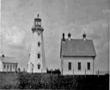 Lighthouse and fog alarm building, ca 1910; Carol Livingstone Private Collection
