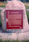 Upclose view of the commemorative plaque located at Fort Sainte Marie II National Historic Site of Canada, 1989.; Parks Canada Agency / Agence Parcs Canada, 1989.