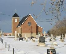 View of the rear of the church and cemetery.; Lindy Thorsen, 2006.