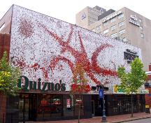 In 1962, Quebec artist Jordi Bonet was commissioned to design this tile mural for the façade of Rubin's Ltd. on Main Street.; Moncton Museum