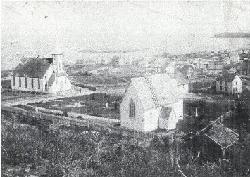 Elliston United Church (left), early 1900s
