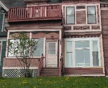 This photograph shows the lower section of the bay window and the porch, 2005 ; City of Saint John