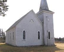 North and east sides of the Brenton Methodist Church, Brenton, Yarmouth County, NS, 2008.; Heritage Division, NS Dept. of Tourism, Culture and Heritage, 2008