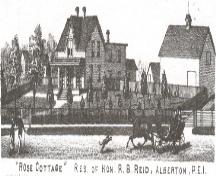 Engraving of Rose Cottage, 1880; Meacham&#039;s Illustrated Historical Atlas of PEI, 1880