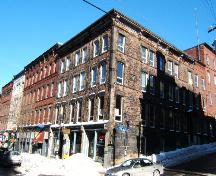 This photograph shows the façades on Princess and Prince William Streets (2005); City of Saint John
