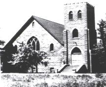 St. Paul's United Church , circa 1930, showing the former bell tower and entrance; McAdam Historical Restoration Committee