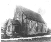 Photographie de l'église Union prise vers 1900; McAdam Historical Restoration Committee