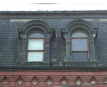 This photograph shows the ornate cornice and dormers, 2005; City of Saint John