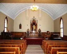 View of the nave of the Frelsis (Liberty) Lutheran Church, Baldur area, 2005; Historic Resources Branch, Manitoba Culture, Heritage, Tourism and Sport, 2005