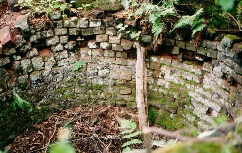 Looking down at the remnants of the lime kiln