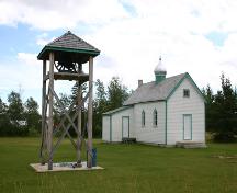 Contextual view, from the northwest, of St. Mary's Ukrainian Catholic Church, Dnister, 2006; Historic Resources Branch, Manitoba Culture, Heritage, Tourism and Sport, 2006
