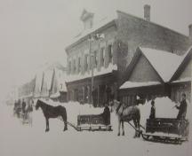 Hocken Block, removing snow after a storm, early 1900's; Lewis P. Dickson