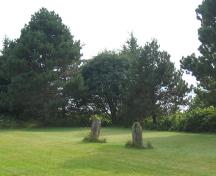 Overview of cemetery with two headstones; Province of PEI, 2009