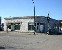 Primary elevations, viewed from the northeast, of the H.P. Tergesen and Sons Store, Gimli, 2005; Historic Resources Branch, Manitoba Culture, Heritage, Tourism and Sport, 2005