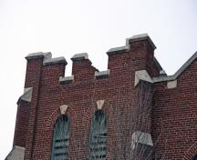 Detail view of a tower at St. John's Church, Winnipeg, 2007; Historic Resources Branch, Manitoba Culture, Heritage and Tourism, 2007
