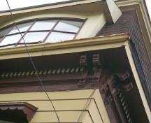 This image shows the cornice under the mansard roof; City of Saint John, 2008