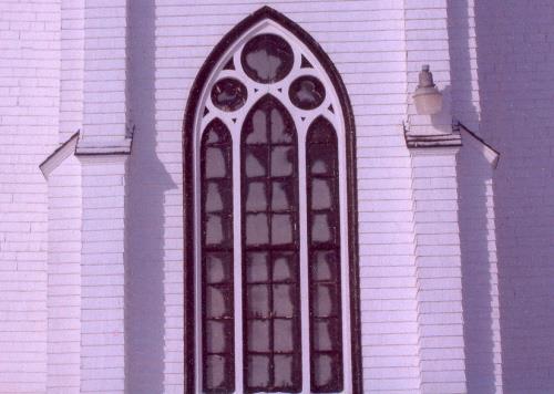 Detail of Gothic window on facade