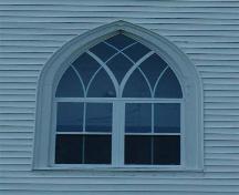 Central window detail, Holy Rosary Church, Ballantyne's Cove, Nova Scotia, 2009.; Heritage Division, N.S. Dept. of Tourism, Culture and Heritage, 2009.