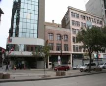 Contextual view, from the southwest, of the Hample Building, Winnipeg, 2009; Historic Resources Branch, Manitoba Culture, Heritage and Tourism, 2009