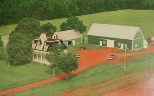 Aerial view of farm in the 1970s