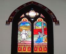 Window dedicated to Mona and Frank Dobson and Celia Baird.; Village of Dorchester