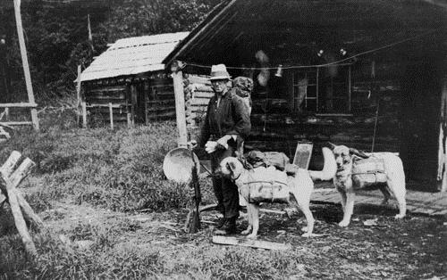 Yukon Telegraph lineman at Echo Lake cabin