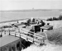 View of the Gun Emplacement,  Magazine, and Crew Shelter 1, c. 1946.; Department of National Defence / Ministère de la Défense nationale.