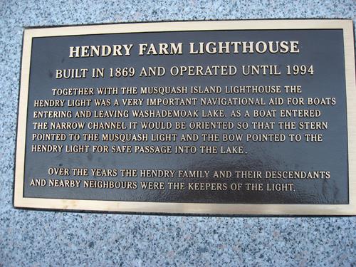 Hendry Farm Lighthouse - Plaque
