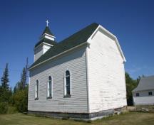 View from the southwest of Arnes Pioneer Lutheran Church, Arnes, 2011.; Historic Resources Branch, Manitoba Culture, Heritage and Tourism, 2011