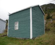 View of the front and right facades of Anderson's Shed, New Perlican, NL.; Anderson's Shed, New Perlican, NL