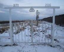View of the gate leading into Old Lumsden North (Cat Harbour) Cemetery, Lumsden, NL. ; © Elsie Norman 2013 