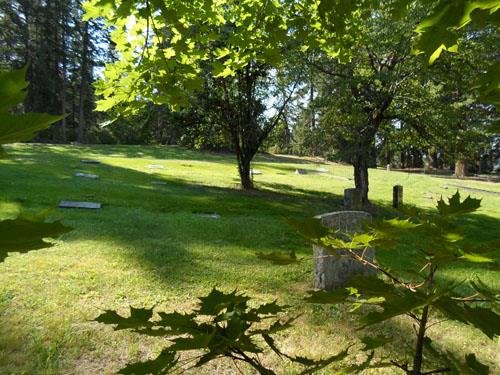 Landscape view of headstones and grave markers, 2012