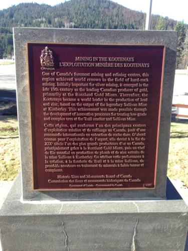 Red Mountain Mining Site monument to Kootenay Mining