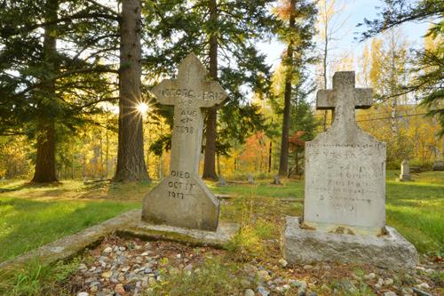 Calvary Cemetery, two headstones