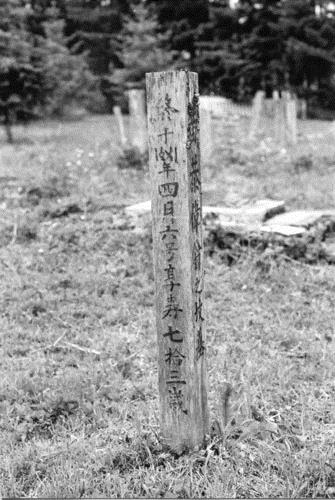 Grave Post Marker, Chinese Cemetery Cumberland BC, 1985