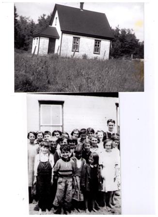 Schoolhouse and students, ca 1950s